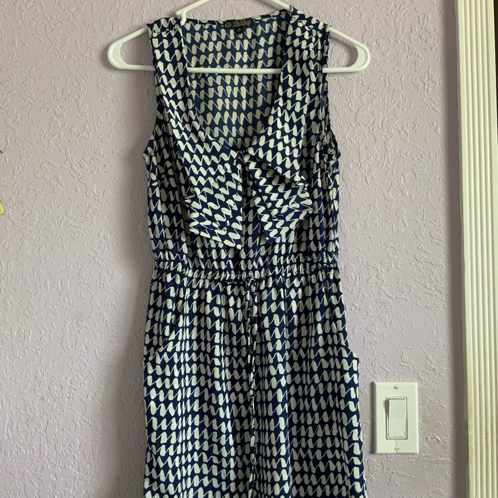 Blue and White Printed Dress